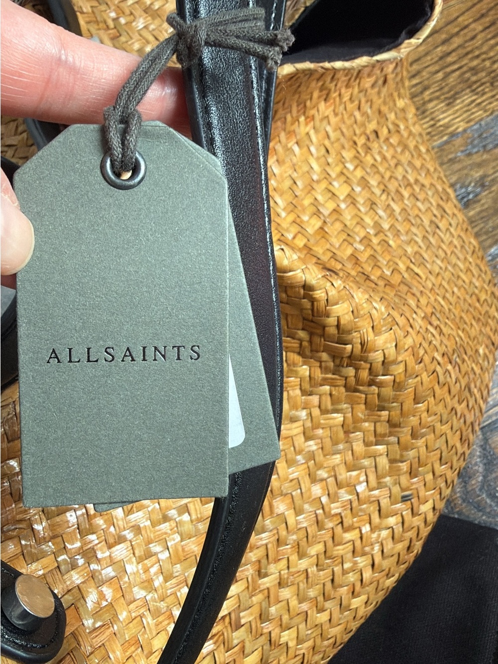 AllSaints allington straw tote in natural - Picture 12 of 12